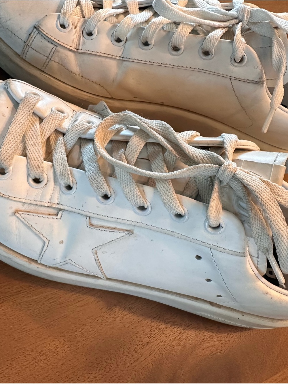 Golden Goose White Leather Low-Top Pure Star Sneakers - Picture 3 of 6